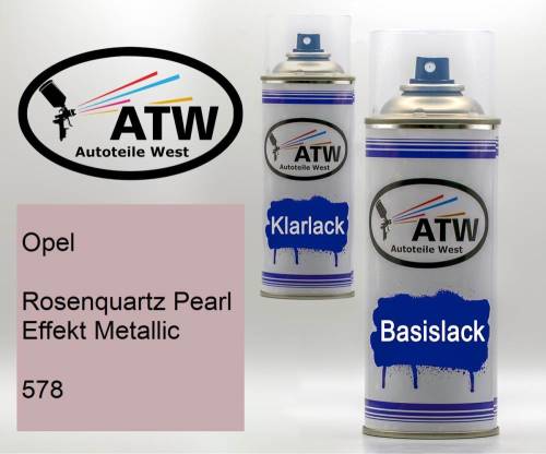 Opel, Rosenquartz Pearl Effekt Metallic, 578: 400ml Sprühdose + 400ml Klarlack - Set, von ATW Autoteile West.